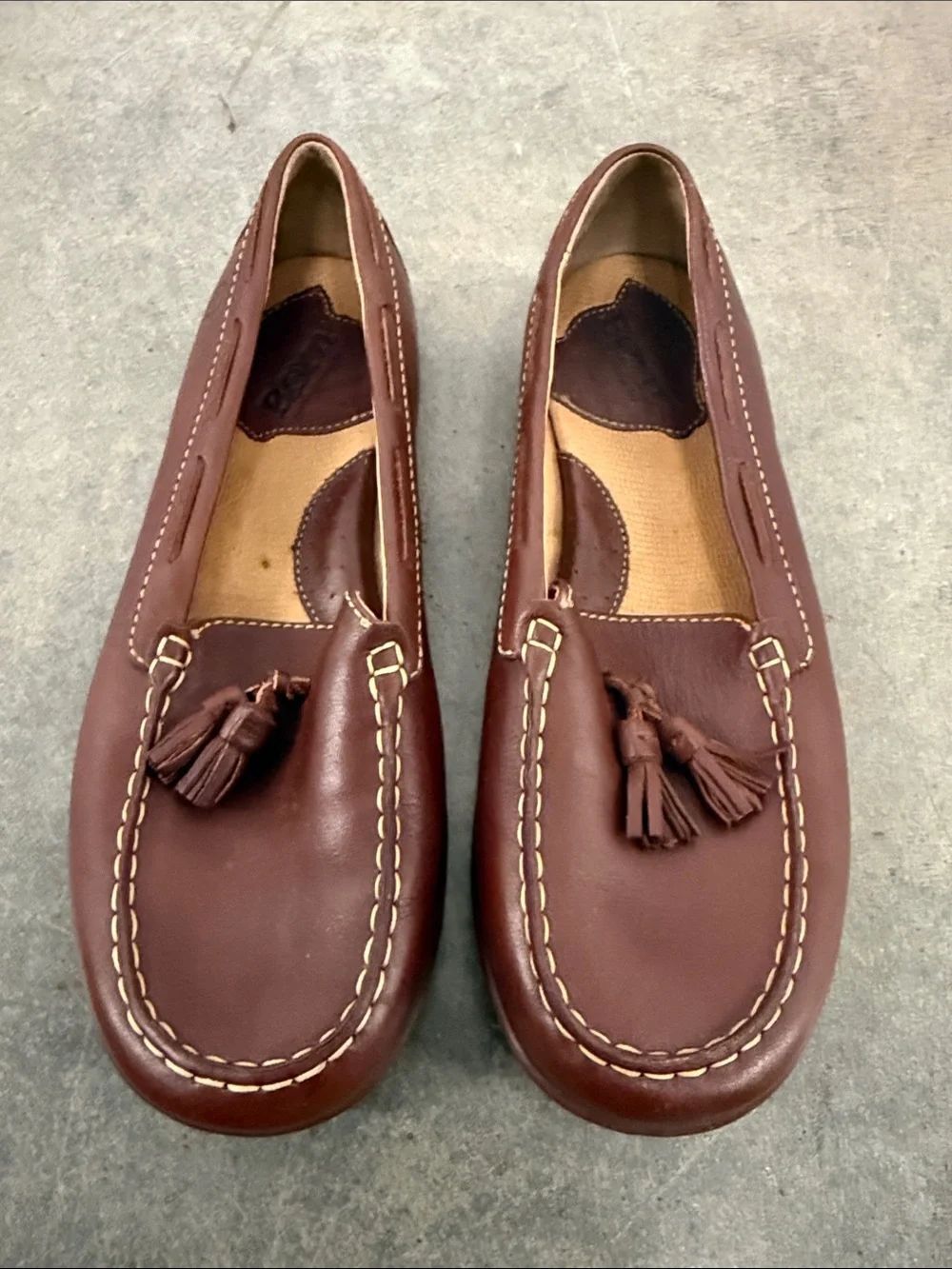 Born Brown Leather Tassel Loafers for Women